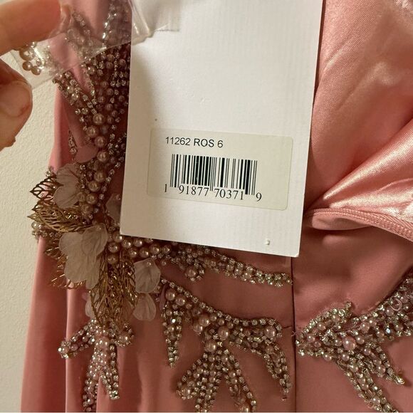 MAC DUGGAL Embellished One Shoulder Asymmetrical Gown in Rose 6 NWT - Picture 2 of 16